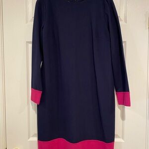 Talbots Long Sleeve Dress in Navy and Pink